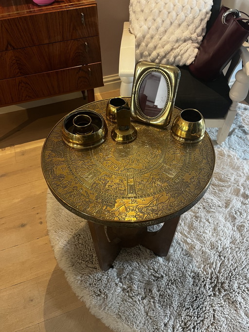 Mesa de Fumador Vintage Madera/Latón