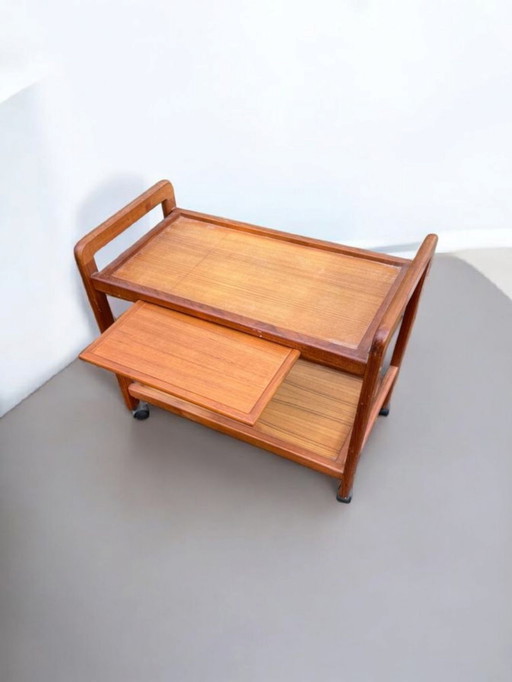 Mid - Century Danish teak side trolley bar trolley serving trolley with removable tray 1960s