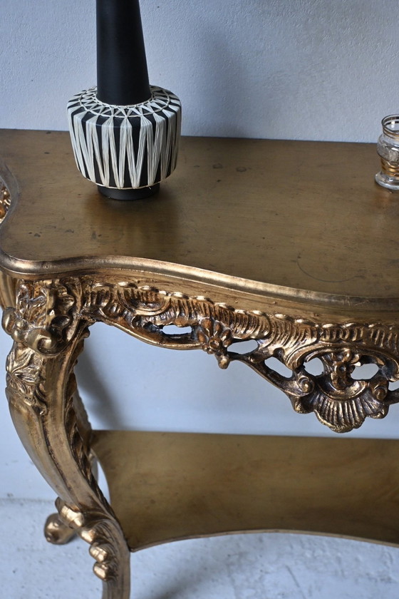 Image 1 of Wunderschöner Biscottini-Barockkonsolentisch mit Blattgold