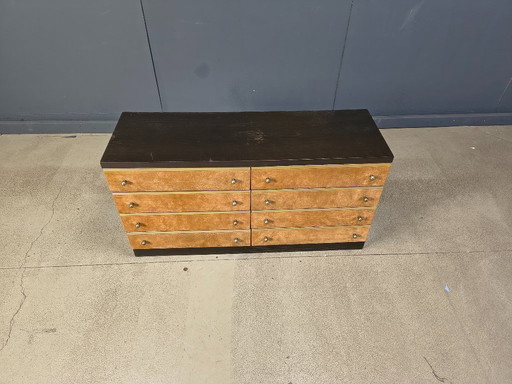 Cassettiera italiana vintage in velluto, anni '70