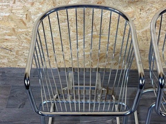 Image 1 of 2x sedia da pranzo in metallo cromato anni &#39;60 e &#39;70