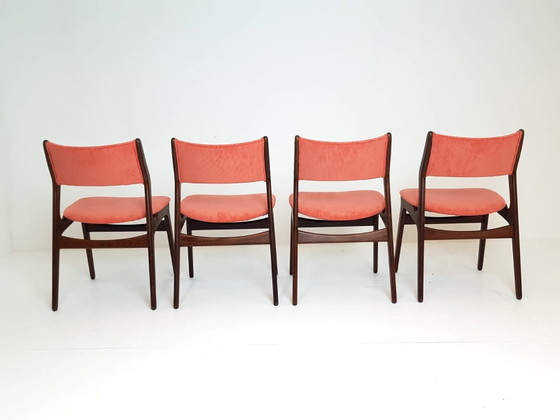 4 Danish Teak Wood Dining chairs Newly Upholstered – Polyester (photo 7 of 15)