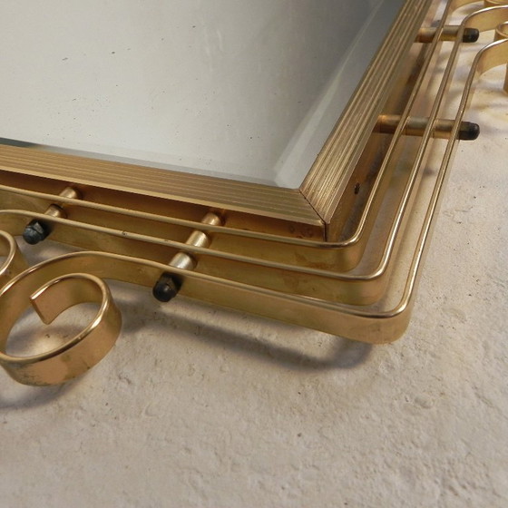 Image 1 of Vintage geslepen spiegel in aluminium frame, jaren 50