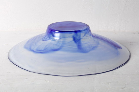 Image 1 of Vintage Blue Swirl Glass Fruit Bowl / Bormioli Rocco / Italy / 1990s
