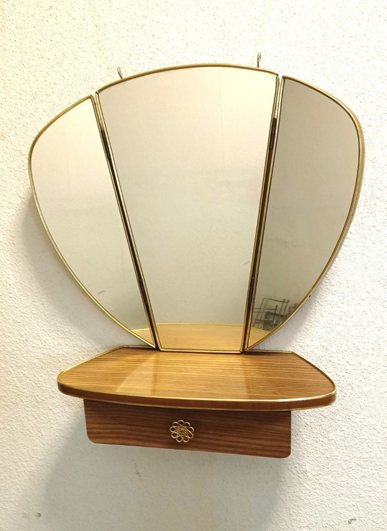 Image 1 of Fifties hooded mirror with side leaves