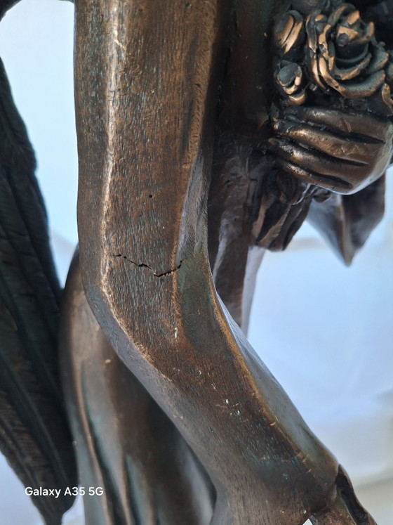 Image 1 of Angelo in bronzo di alta qualità "Amena" Elegante statua da giardino Oggetto decorativo (60 cm, 11 kg)