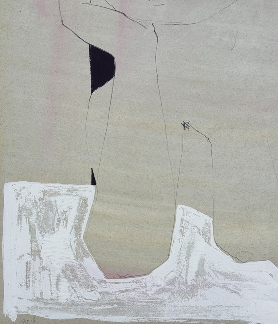 Image 1 of Robert Detheux rare peinture surréaliste de 1961