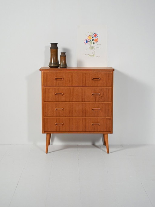 Scandinavian Teak Chest of Drawers, 50s