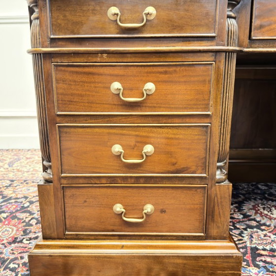 Classic English Chesterfield Desk with Modesty Panel – Leather, Wood (photo 12 of 21)