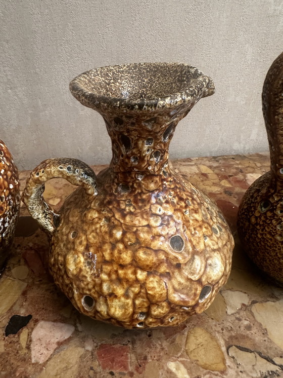 Image 1 of 4 60s Decorative Pitchers / Jugs - Honey Glazed Ceramic