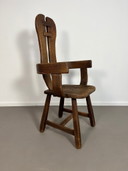 Brutalist oak De Puydt chair, Belgium 1960s