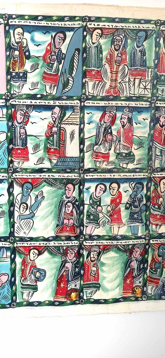 Image 1 of Ölgemälde auf Leinwand 40 Szenen Solomon & Sheba 183,5 cm x 78 cm 1930er Jahre