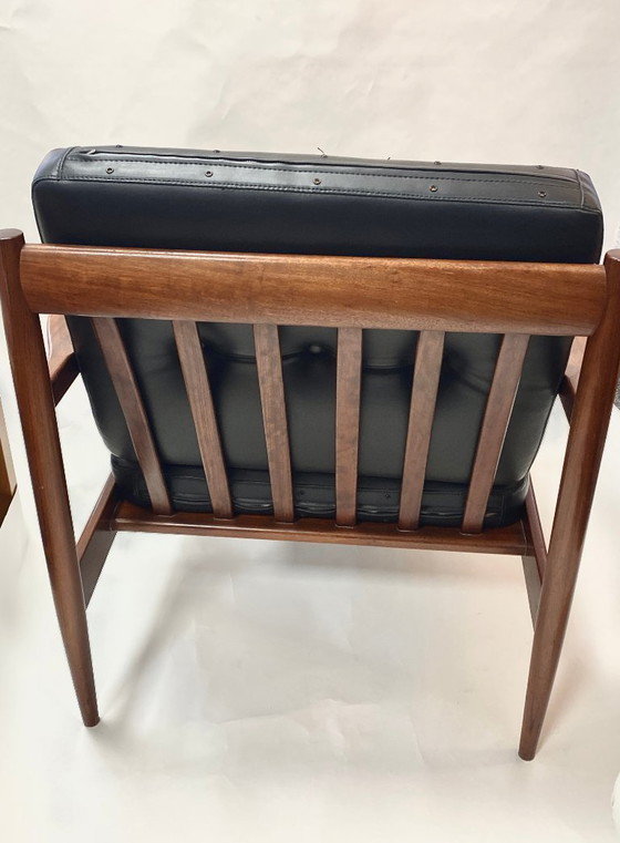 Image 1 of Original 1950s armchair from Denmark – teak wood & black Skai leather * Mid-Century * Vintage