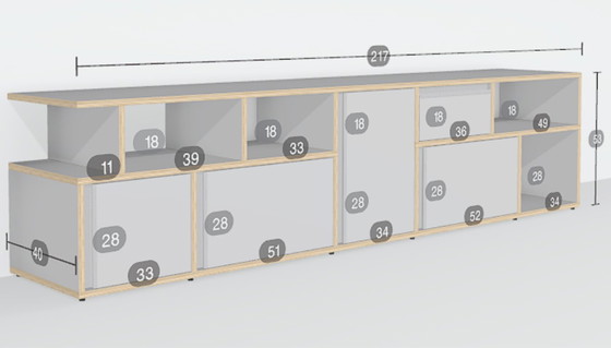 Image 1 of Tylko Sideboard in Grey Plywood with Doors and Drawer