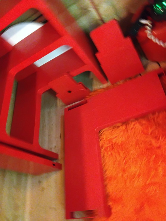 Image 1 of Bureau and Corner Rack, Design by Olaf von Bohr for Kartell, Red