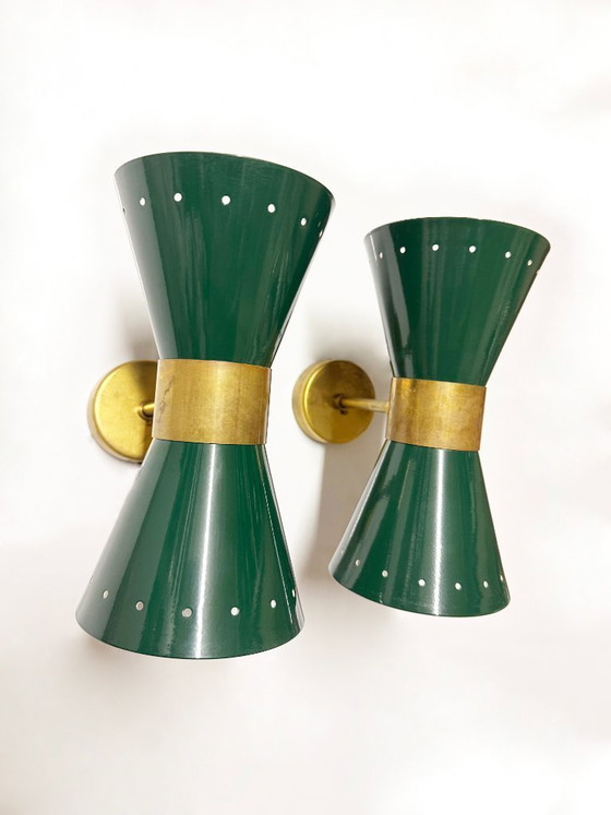 Par de apliques de pared "Diabolo", diseño de los años 50. – Brass, Metal (photo 4 of 15)