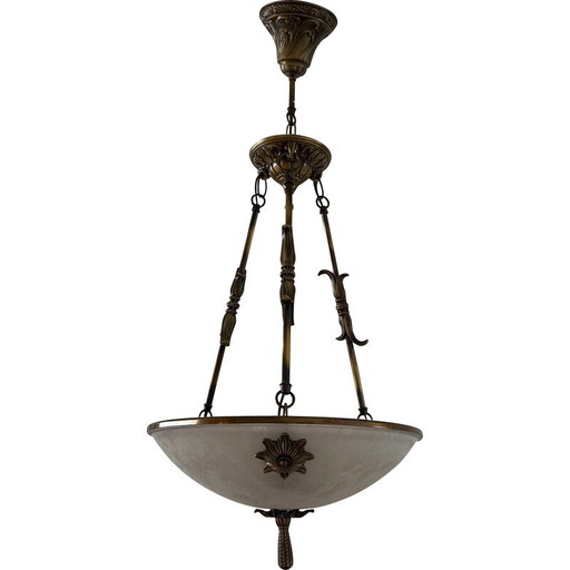 Vintage Zweedse hanglamp van messing en mat glas, 1970