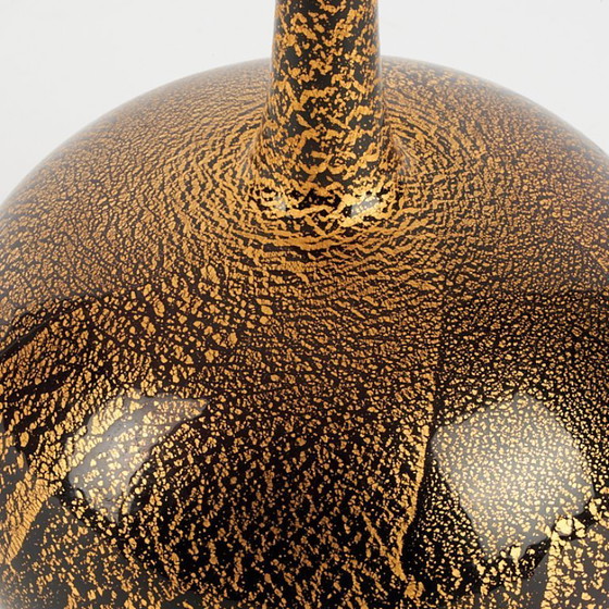 Image 1 of Raro vaso in vetro vintage, nero/oro