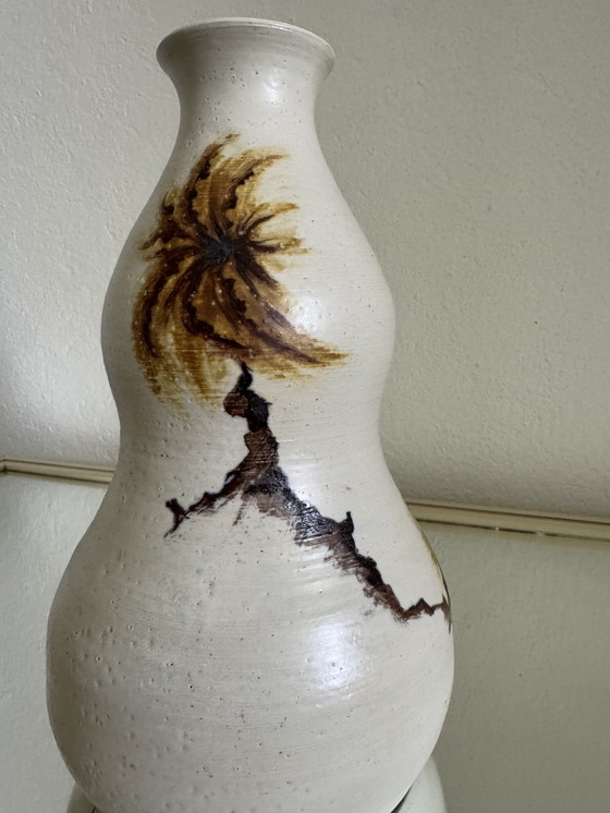 Image 1 of Chouzet steengoed dubbele kalebasvaas uit de jaren 70