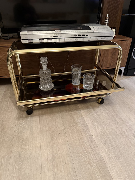 Image 1 of Barwagen vintage oro e vetro rauch | Reggenza di Hollywood degli anni '70