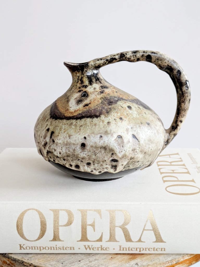 Ruscha Keramik 313 Vaas Fat Lava, Duits aardewerk uit de jaren 60