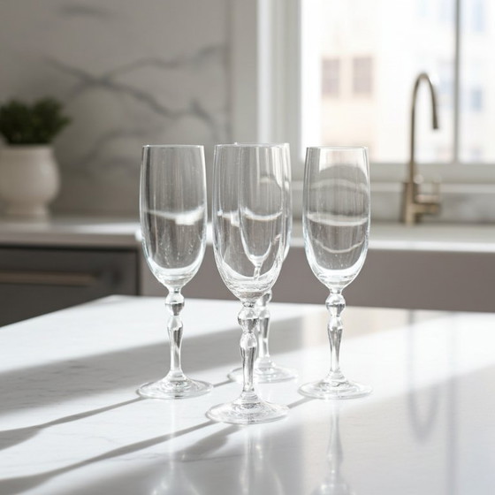 Image 1 of Bicchieri da champagne vintage in cristallo alti 4x