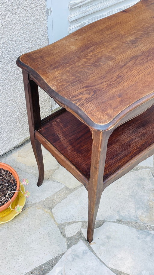 DESSERTE Etagère BOIS Massif et Pieds courbés VINTAGE