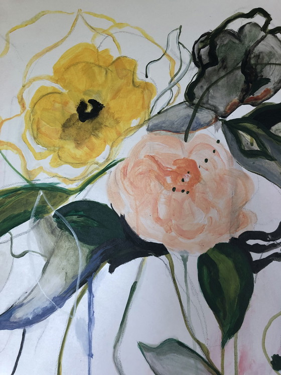 Modern Olieverfschilderij van bloemen – Olivia van de Lustgraaf, Schilderijen & Tekeningen, Textile, Wood (photo 4 of 5)