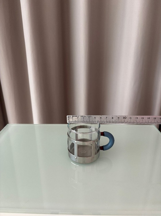 Tasse Alessi avec support métallique et anse grise, Accessoires de cuisine, Verre, Transparent (photo 6 sur 6)