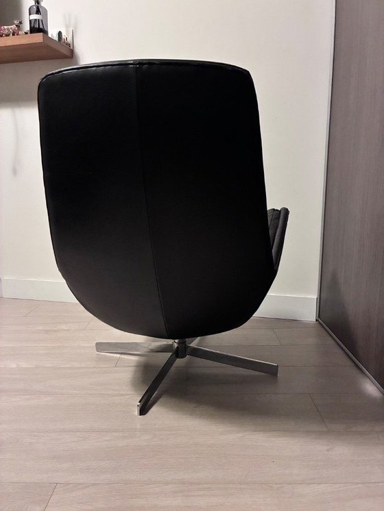 Image 1 of Draaistoel leder donkerbruin - Goossens 'Merci'