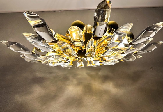 Plafonnier vintage Stilkronen, Lustres, Métal, Cristal, Doré, Mid Century Modern (photo 10 sur 11)