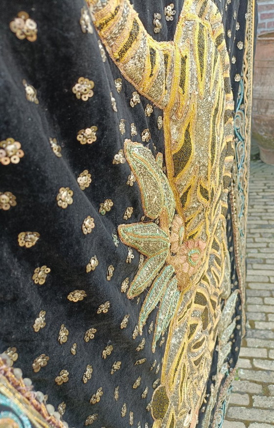 Image 1 of Arazzo vintage KALAGA proveniente dalla Birmania, raffigurante una tigre, 1,50 x 1,00 m