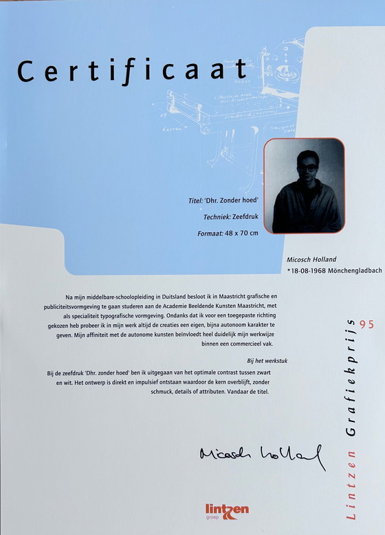 Image 1 of Silkscreen Micosch Holland - Mr. Zonder Hoed