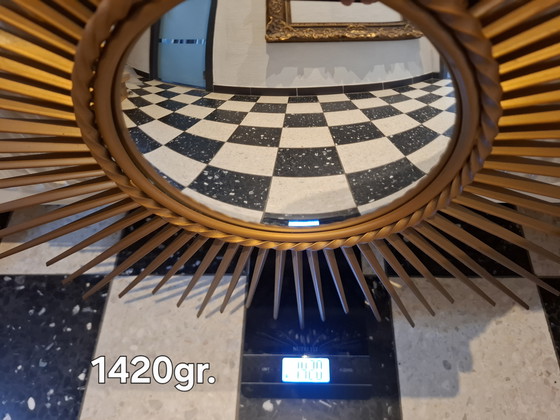 Image 1 of Espejo sol de 70cm, marca Chaty Vallauris, firmado a partir de 1960.