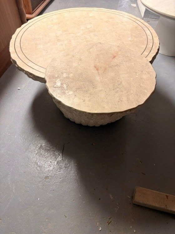 Image 1 of Brutalist travertine composite coffee table