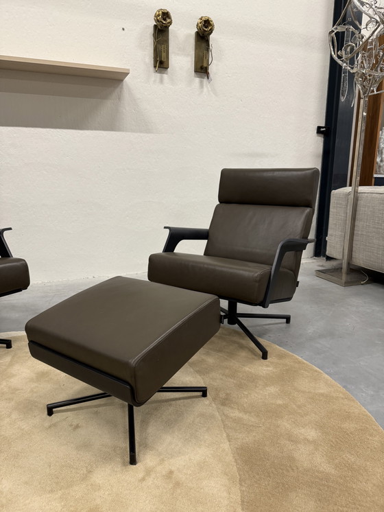 Image 1 of Harvink De Kaap Fauteuil pivotant avec pouf Cuir de luxe