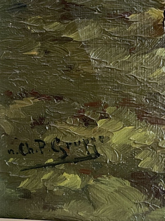 Landscape oil painting with sheep and house, Paintings & Drawings, Canvas, Wood, Green, Realisme (photo 5 of 6)