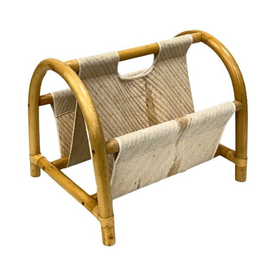 Image 1 of Vintage bamboe tijdschriftenrek – boho-stijl / Mid-Century Modern, jaren 70