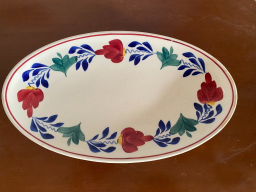 Antique Petrus Regout Maastricht “Boerenbont” Oval Serving Platter – C. 1900 – servies, Porcelain