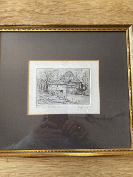 Original etching Mill by Paul Heinz Briest
