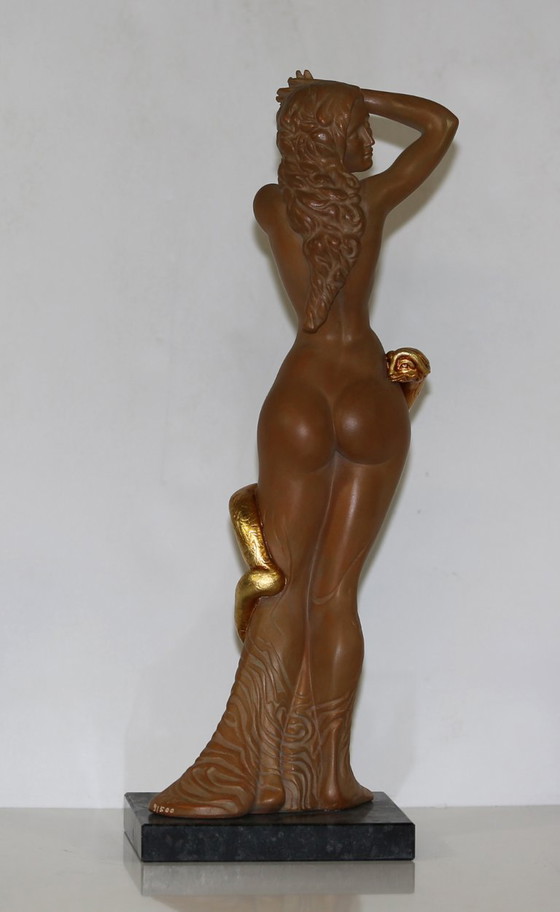 Image 1 of Prof. Ernst Fuchs - Frau Lot - polymer cast on granite base, partially gilded, signed