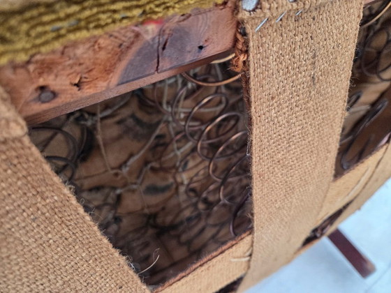 Image 1 of Dänischer Relaxsessel aus den 1950er Jahren, grüne Möbelwolle, Eschenholz.