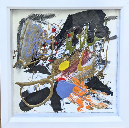 Abstract Expressionist Original Acrylic Ink Oil Paper by Nigel Waters - Signed & Framed