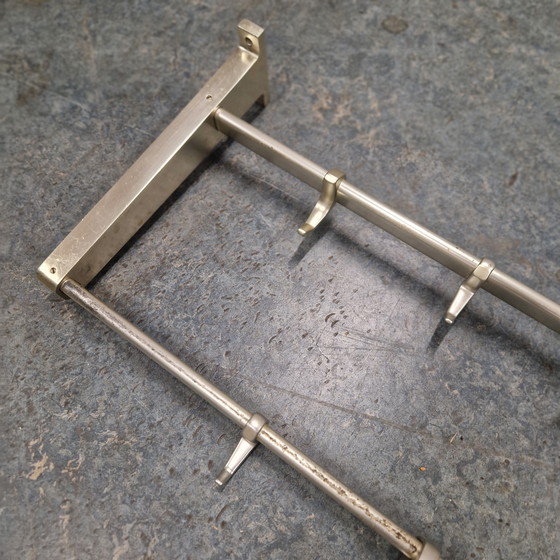 Image 1 of 1970s Aluminum Coat Rack Vintage Wall Coat Rack