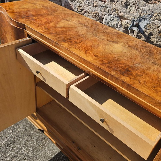 Image 1 of Buffet Art Déco français - Bois d'orme ronce brillant - Années 20