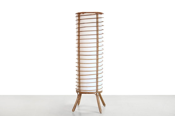 Lampada da terra vintage francese in rattan – Lampade da terra, Carta, Vimini, Mid Century Modern (photo 6 of 6)