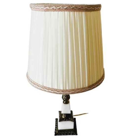 Image 1 of Vintage tafellamp wit marmer messing barok 1950's
