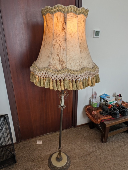 Rara lampada da terra in stile Hollywood Regency – Onice massiccio e bronzo patinato – Anni '60