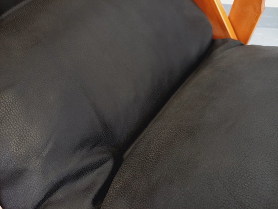 Image 1 of Poltrona chaise longue pieghevole regolabile vintage in pino e similpelle degli anni '70