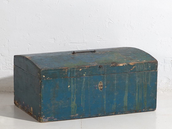 Piccola cassapanca antica con patina blu navy (c.1920) #68 – Armadi contenitori, Rustic (photo 2 of 39)